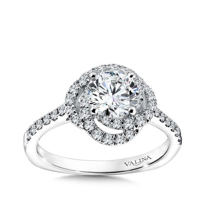 Valina 1/3 ct. tw. Diamond Swirl Halo Round Semi-Mount Engagement Ring with European Shank in 14K White Gold