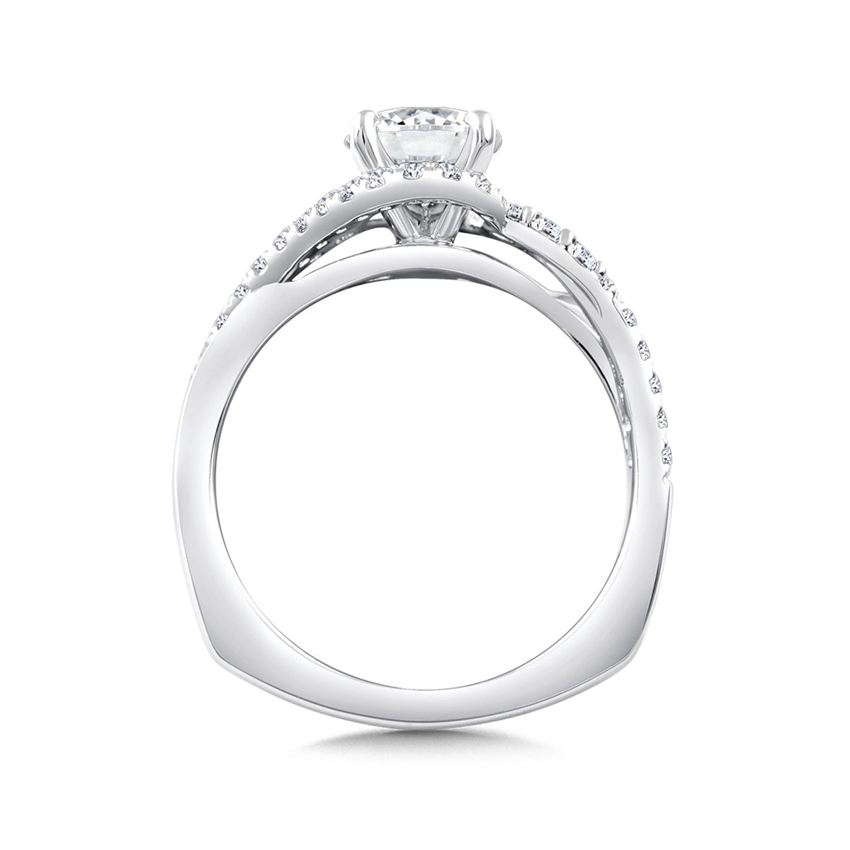 Valina 3/8 ct. tw. Diamond Bypass Round Semi-Mount Engagement Ring with European Shank in 14K White Gold front view