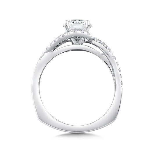 Valina 3/8 ct. tw. Diamond Bypass Round Semi-Mount Engagement Ring with European Shank in 14K White Gold front view