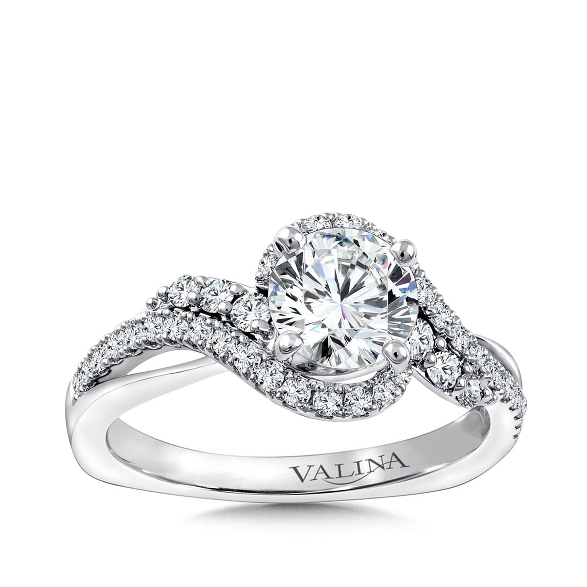 Valina 3/8 ct. tw. Diamond Bypass Round Semi-Mount Engagement Ring with European Shank in 14K White Gold