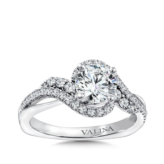 Valina 3/8 ct. tw. Diamond Bypass Round Semi-Mount Engagement Ring with European Shank in 14K White Gold