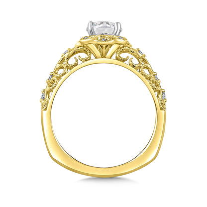 Valina 1/10 ct. tw. Diamond Filigree Round Semi-Mount Engagement Ring with European Shank in 14K Yellow Gold front view