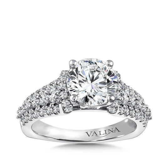 Valina 7/8 ct. tw. Diamond Multi-Row Round Semi-Mount Engagement Ring with European Shank in 14K White Gold