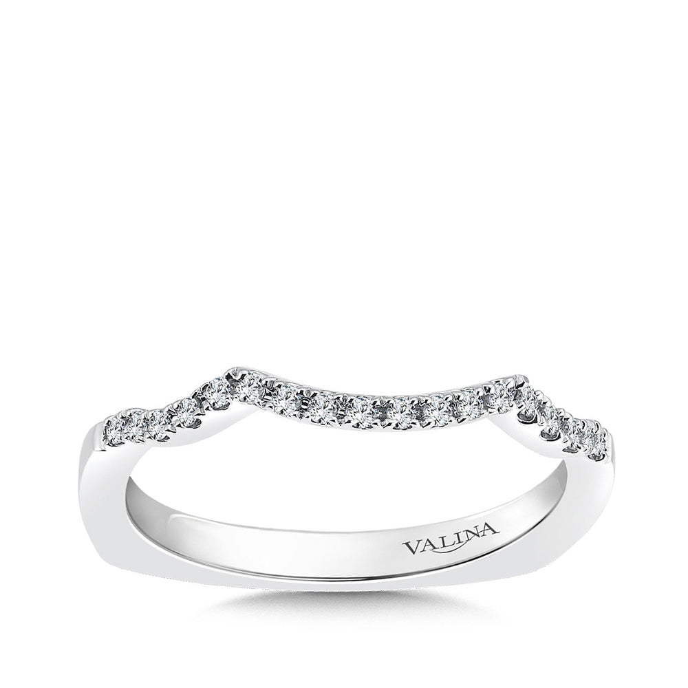 Valina 1/8 ct. tw. Round Diamond Contour Wedding Ring with European Shank in 14K White Gold