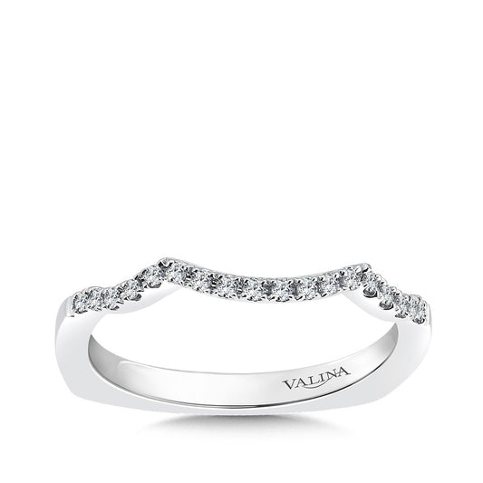 Valina 1/8 ct. tw. Round Diamond Contour Wedding Ring with European Shank in 14K White Gold