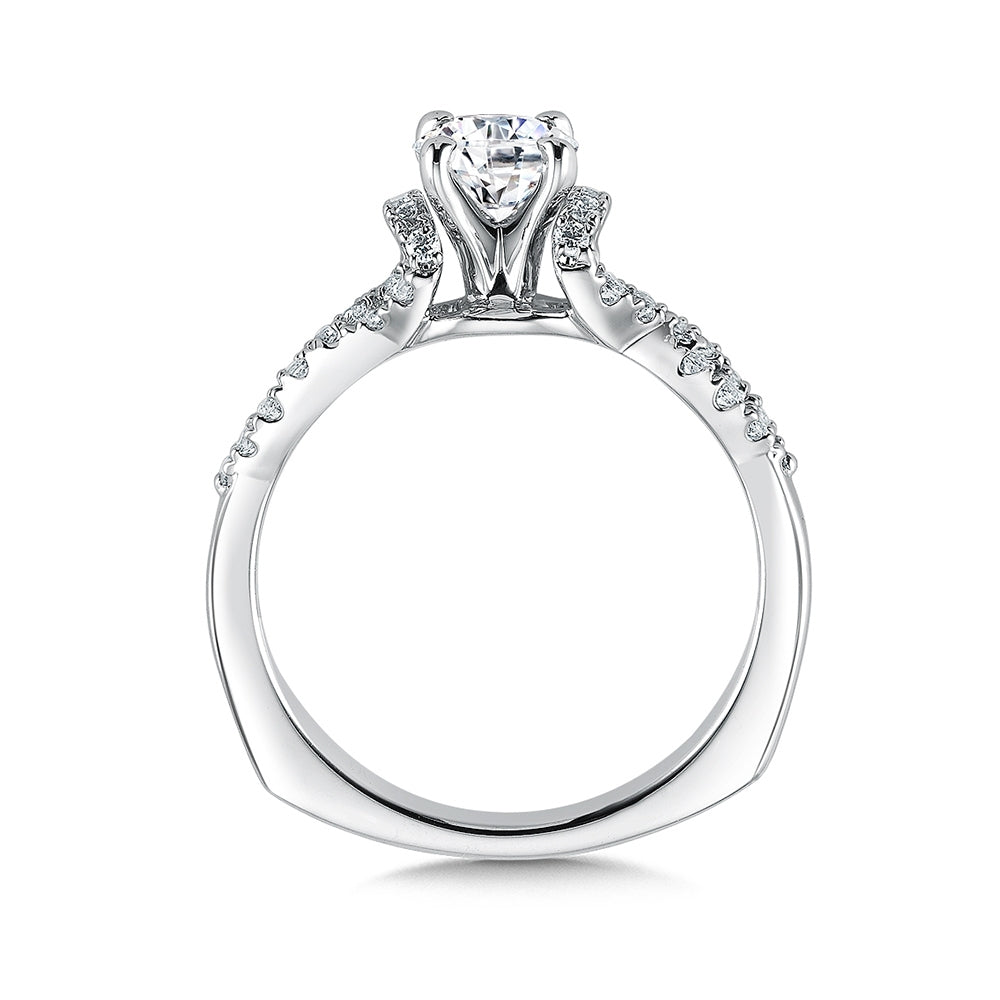 Valina 1/4 ct. tw. Diamond Twist Round Semi-Mount Engagement Ring with European Shank in 14K White Gold front view