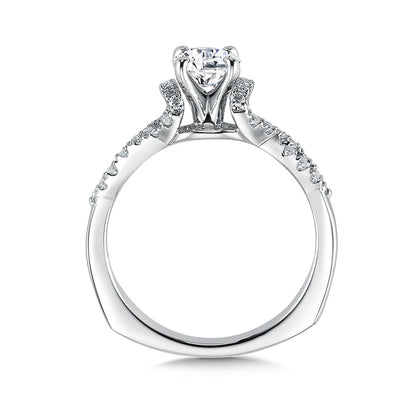 Valina 1/4 ct. tw. Diamond Twist Round Semi-Mount Engagement Ring with European Shank in 14K White Gold front view