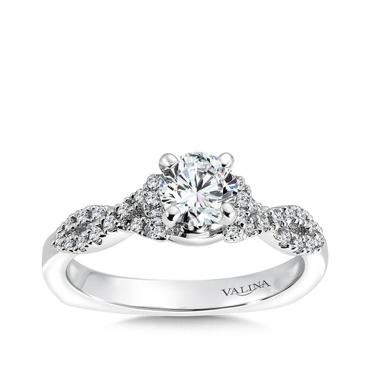Valina 1/4 ct. tw. Diamond Twist Round Semi-Mount Engagement Ring with European Shank in 14K White Gold
