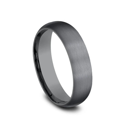 Benchmark men's domed comfort fit gray tantalum wedding band alternate view