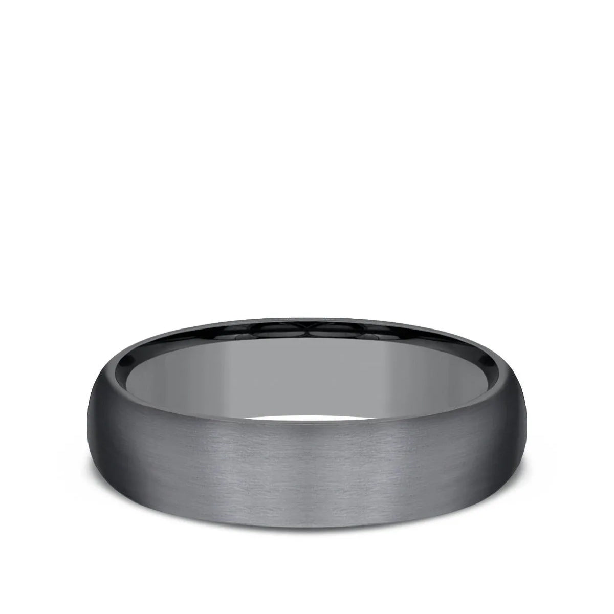 Benchmark men's domed comfort fit gray tantalum wedding band main view