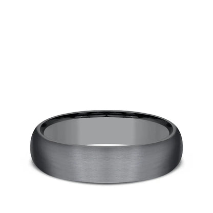 Benchmark men's domed comfort fit gray tantalum wedding band main view