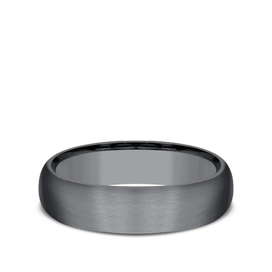 Benchmark men's domed comfort fit gray tantalum wedding band main view