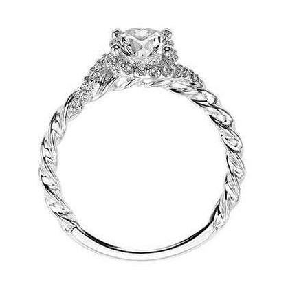 Artcarved Contemporary 1/7 ct. tw. Halo Diamond Semi-Mount Engagement Ring with Twisted Band Design in 14k close-up detail