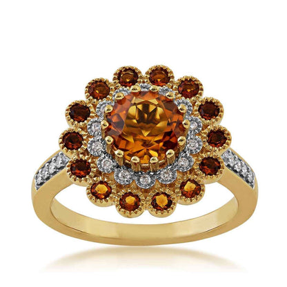 Madeira Citrine and 1/7 ct. tw. Diamond Ring in 10K Yellow Gold