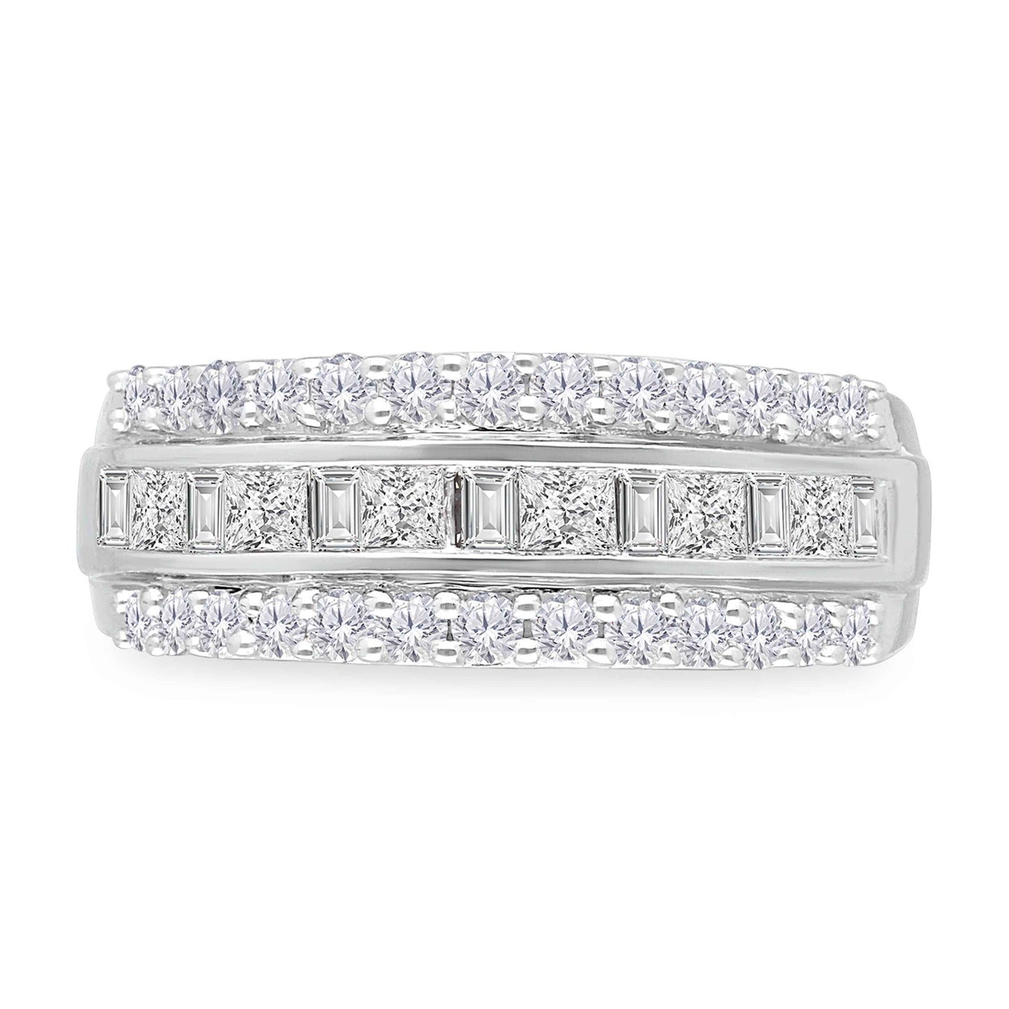 Kallati 1 ct. tw. Princess Cut, Baguette & Round Diamond Ring in 14K White Gold