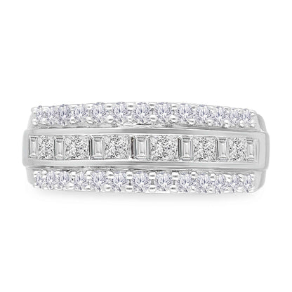 Kallati 1 ct. tw. Princess Cut, Baguette & Round Diamond Ring in 14K White Gold