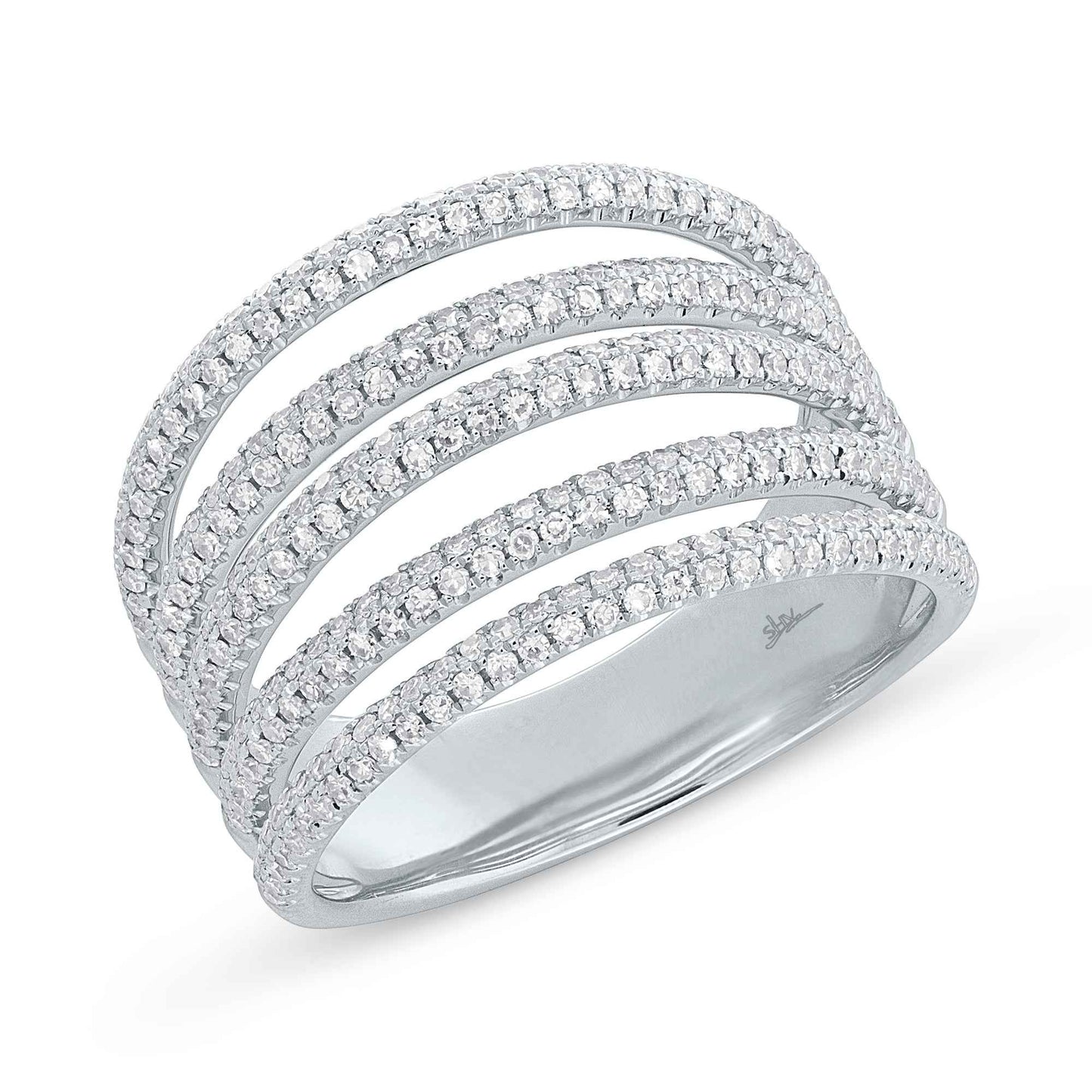 Shy Creation 7/8 ct. tw. Diamond Pave Cut-Out Fashion Ring in 14K White Gold front view