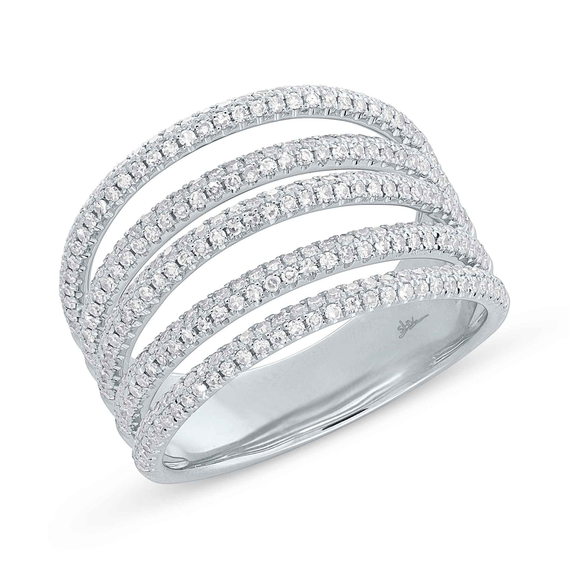 Shy Creation 7/8 ct. tw. Diamond Pave Cut-Out Fashion Ring in 14K White Gold front view