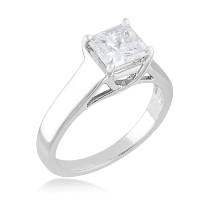 Noventa 1-1/2 ct. tw. Princess Cut Diamond Solitaire Engagement Ring in 14K White Gold front view