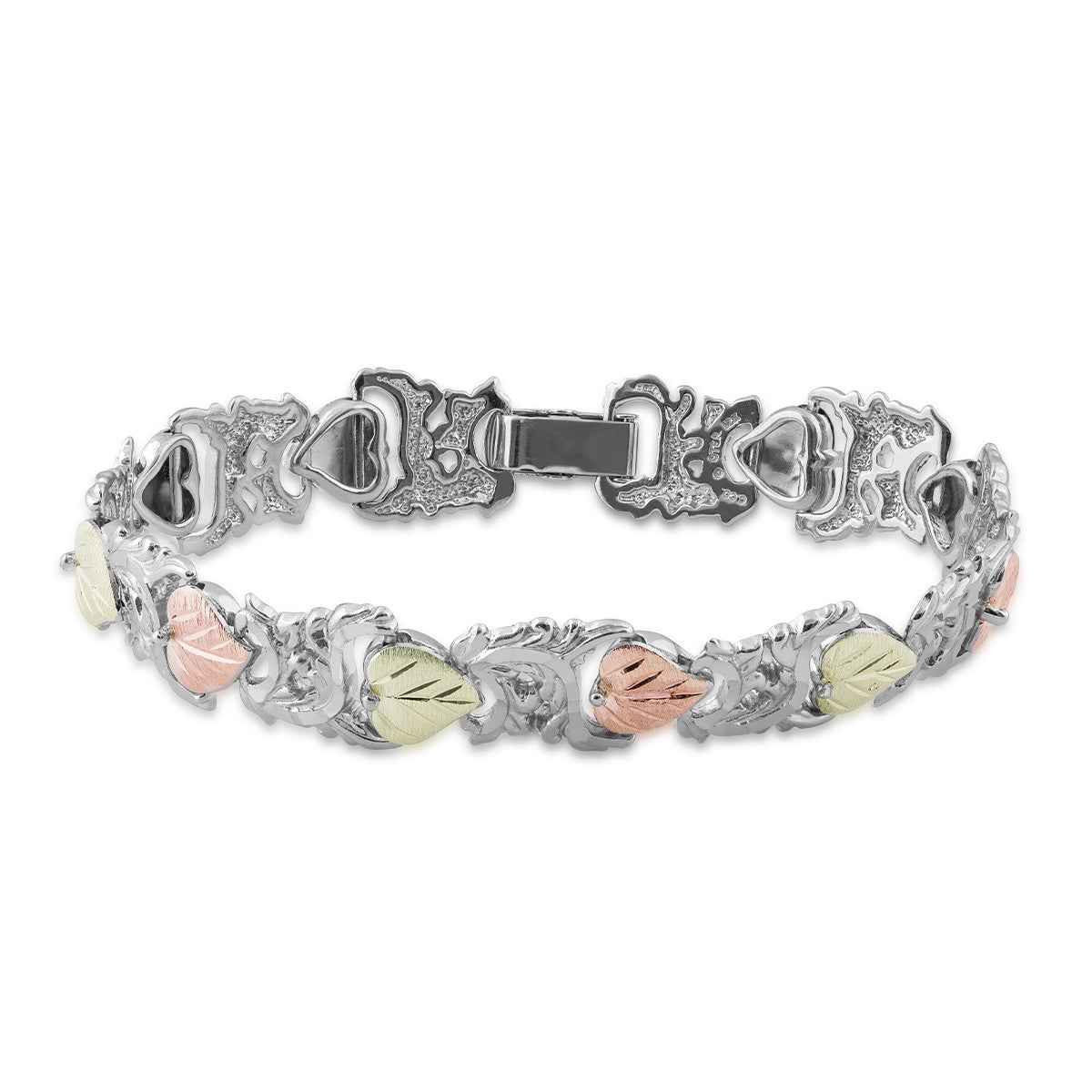 Black Hills Gold 7-inch Leaf Link Bracelet in Sterling Silver
