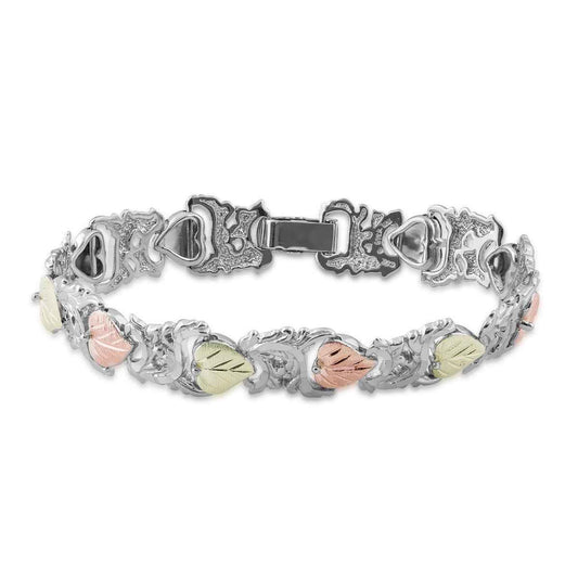 Black Hills Gold 7-inch Leaf Link Bracelet in Sterling Silver