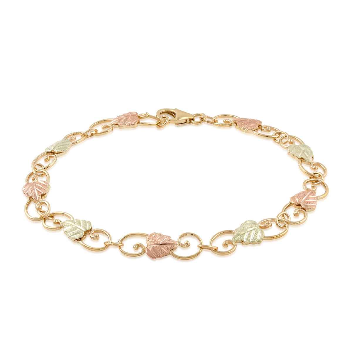 Black Hills Gold 7.5-inch Filigree Link Bracelet in 10K Yellow Gold
