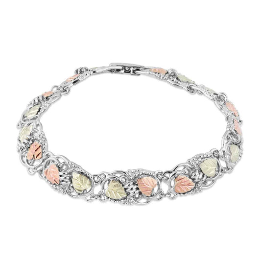 Black Hills Gold 7.5-inch Grapevine & Leaf Link Bracelet in Sterling Silver