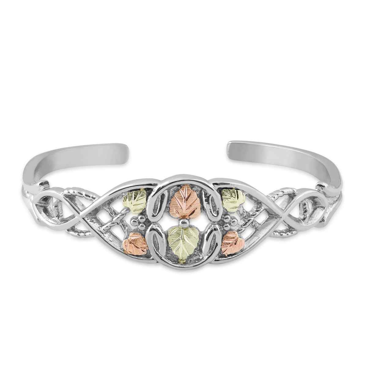 Black Hills Gold 7-inch Open Leaf Cuff Bracelet in Sterling Silver