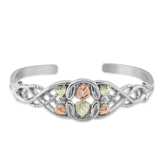Black Hills Gold 7-inch Open Leaf Cuff Bracelet in Sterling Silver