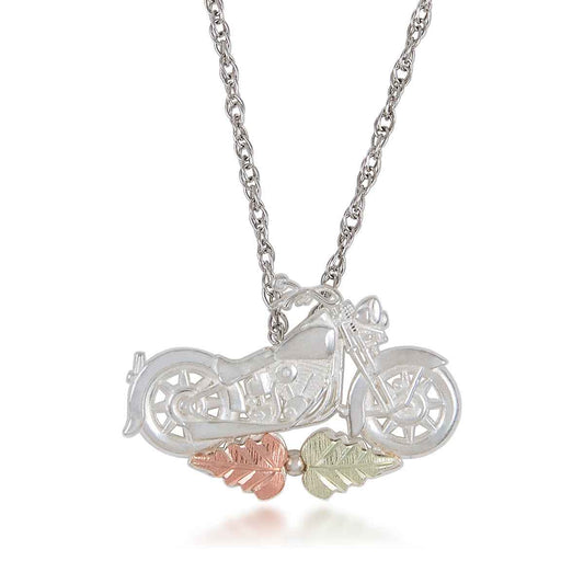 Black Hills Gold Motorcycle Pendant in Sterling Silver