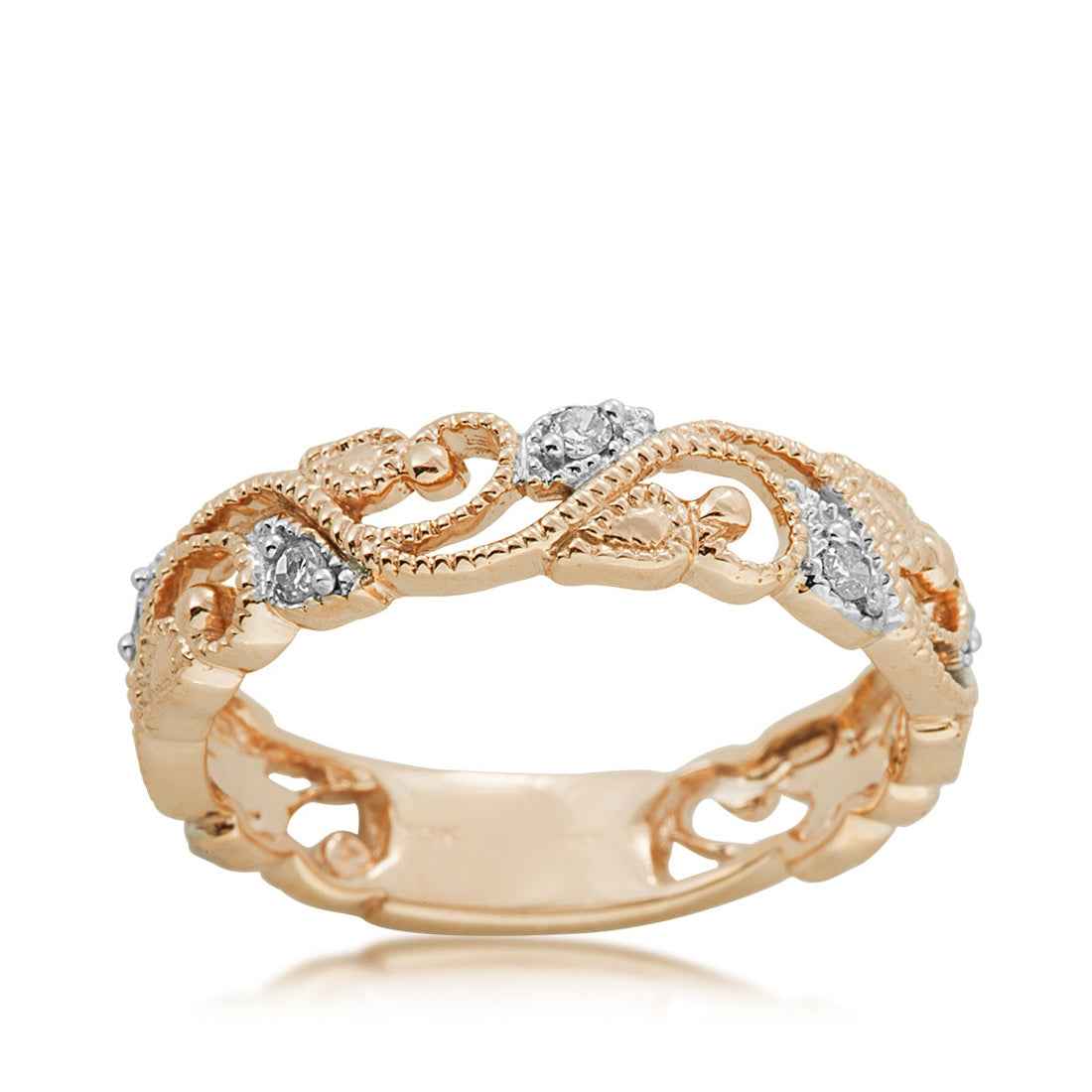 Perfect Match 1/10 ct. tw. Diamond Stackable Anniversary Band with Milgrain Detailing in 10K Yellow Gold