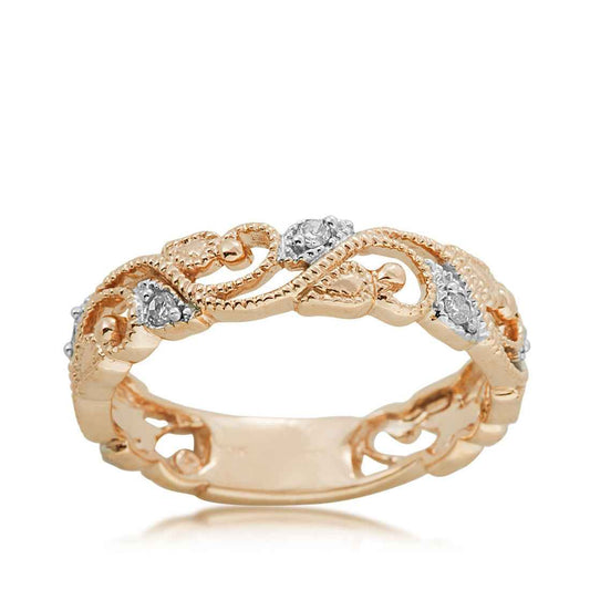 Perfect Match 1/10 ct. tw. Diamond Stackable Anniversary Band with Milgrain Detailing in 10K Yellow Gold