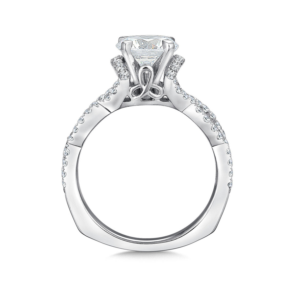 Valina 3/8 ct. tw. Diamond Twist Round Semi-Mount Engagement Ring with European Shank in 14K White Gold front view