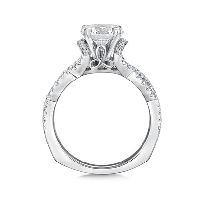 Valina 3/8 ct. tw. Diamond Twist Round Semi-Mount Engagement Ring with European Shank in 14K White Gold front view