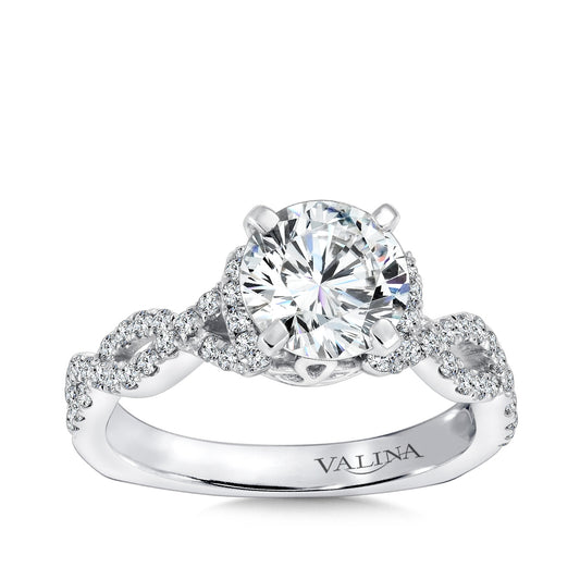 Valina 3/8 ct. tw. Diamond Twist Round Semi-Mount Engagement Ring with European Shank in 14K White Gold