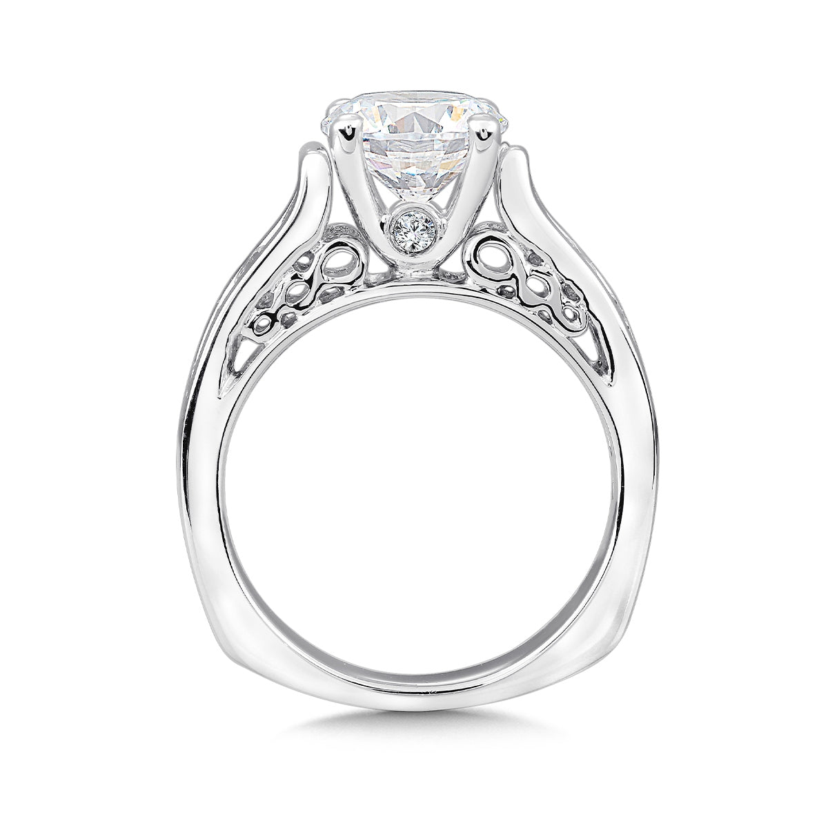 Valina 3/4 ct. tw. Diamond Channel Set Round Semi-Mount Engagement Ring with European Shank in 14K White Gold front view