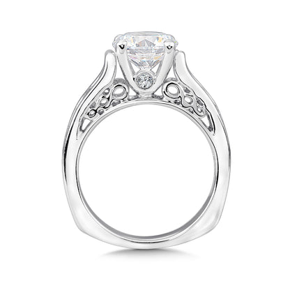 Valina 3/4 ct. tw. Diamond Channel Set Round Semi-Mount Engagement Ring with European Shank in 14K White Gold front view