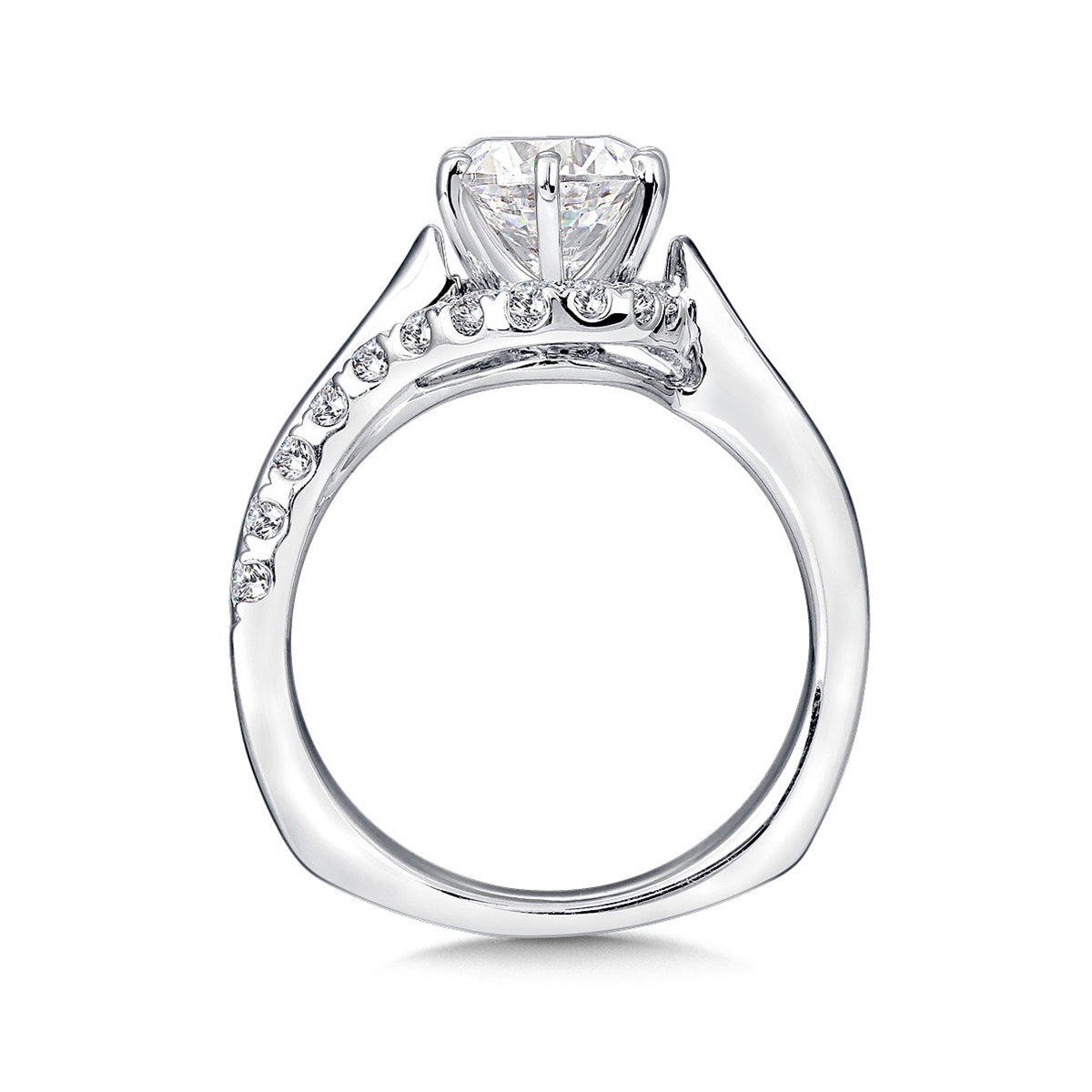 Valina 1/2 ct. tw. Diamond Bypass Round Semi-Mount Engagement Ring with European Shank in 14K White Gold front view