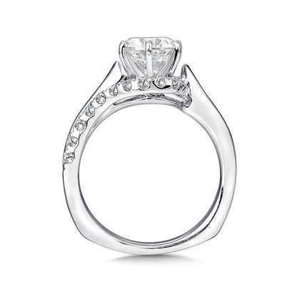Valina 1/2 ct. tw. Diamond Bypass Round Semi-Mount Engagement Ring with European Shank in 14K White Gold front view