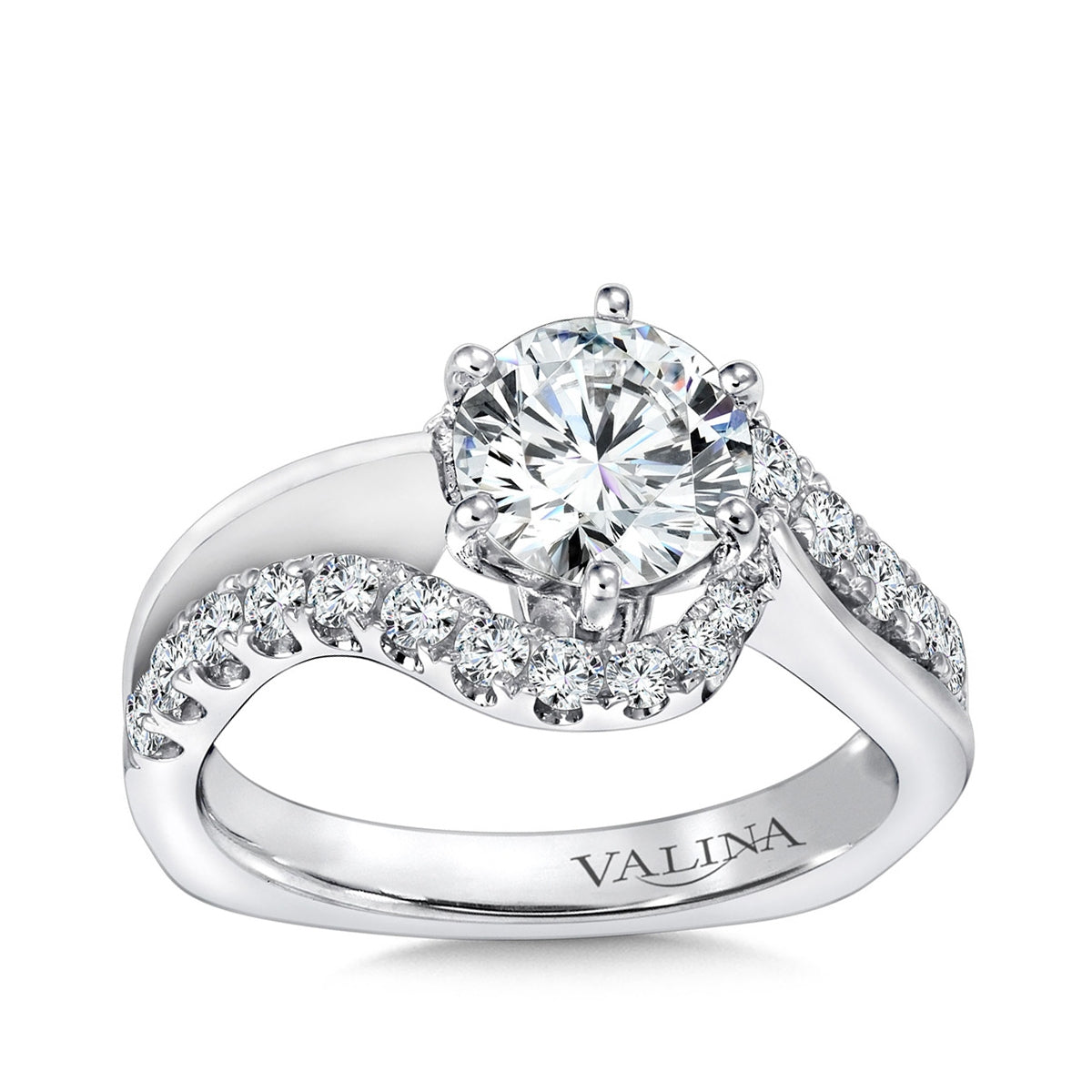Valina 1/2 ct. tw. Diamond Bypass Round Semi-Mount Engagement Ring with European Shank in 14K White Gold