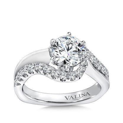 Valina 1/2 ct. tw. Diamond Bypass Round Semi-Mount Engagement Ring with European Shank in 14K White Gold