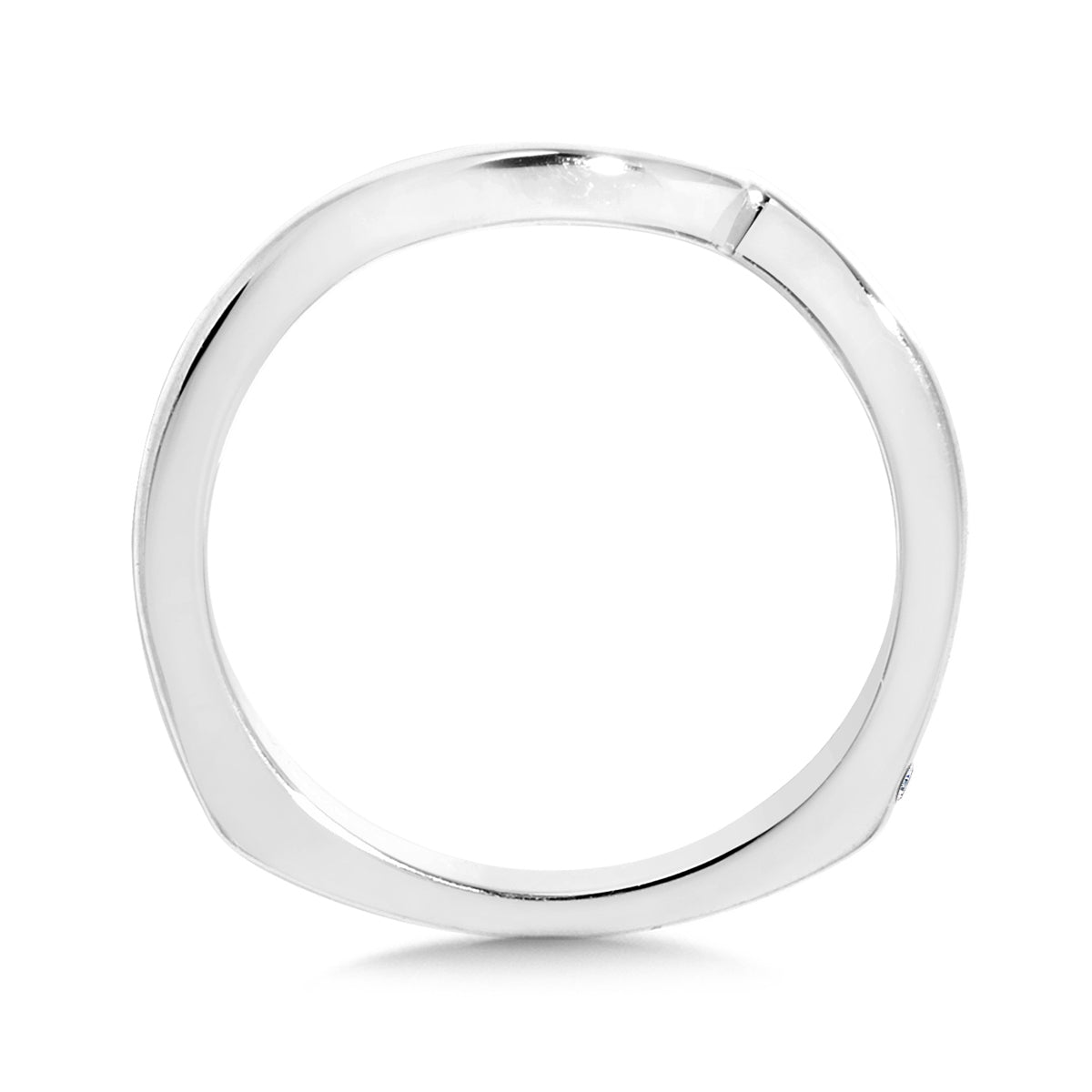 Valina Diamond Accent Contoured Wedding Ring with European Shank in 14K White Gold front view
