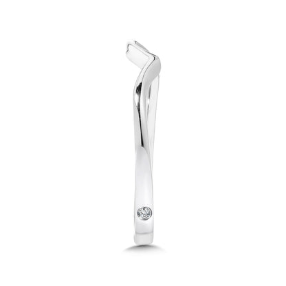 Valina Diamond Accent Contoured Wedding Ring with European Shank in 14K White Gold close-up detail