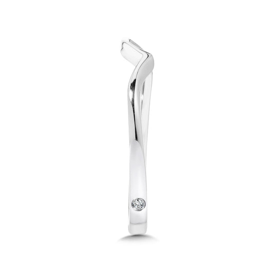 Valina Diamond Accent Contoured Wedding Ring with European Shank in 14K White Gold close-up detail