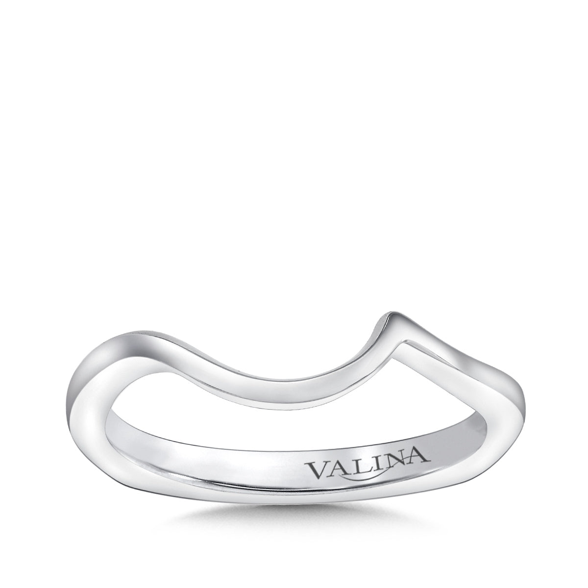 Valina Diamond Accent Contoured Wedding Ring with European Shank in 14K White Gold