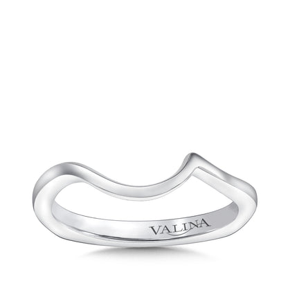 Valina Diamond Accent Contoured Wedding Ring with European Shank in 14K White Gold