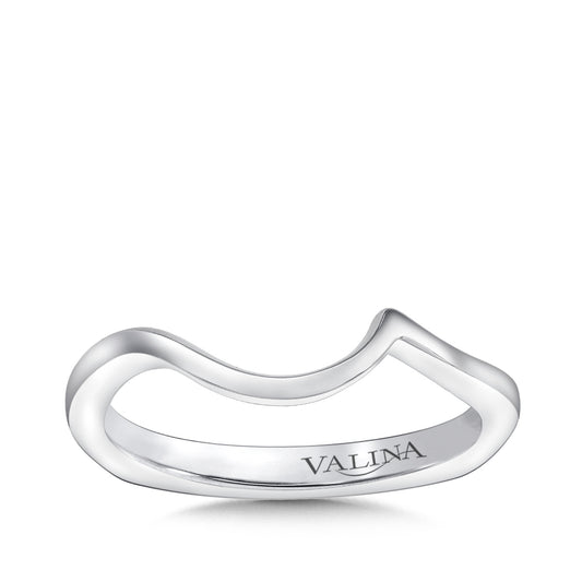 Valina Diamond Accent Contoured Wedding Ring with European Shank in 14K White Gold