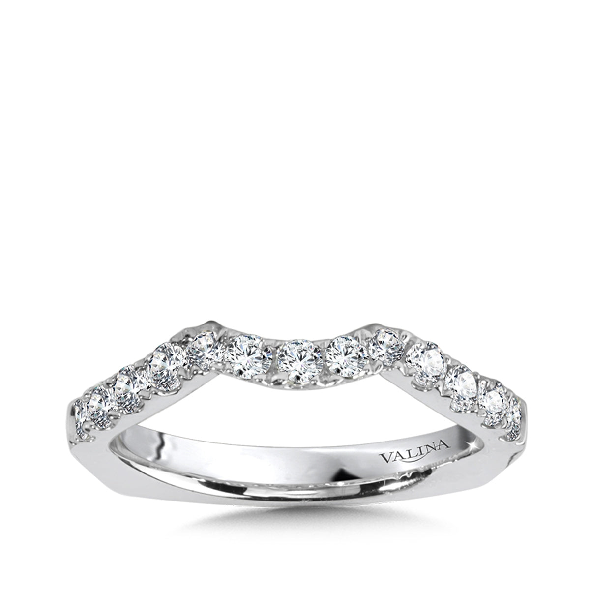 Valina 1/2 ct. tw. Diamond Contour Wedding Ring with European Shank in 14K White Gold