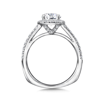 Valina 5/8 ct. tw. Diamond Halo Multirow Split Shank Semi-Mount Engagement Ring with European Shank in 14K White front view