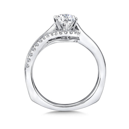 Valina 1/5 ct. tw. Diamond Bypass Round Semi-Mount Engagement Ring with European Shank in 14K White Gold front view